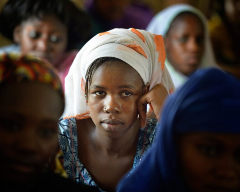 A girl in class in the Bahadon Second Cycle School in Timbuktu, a city in northern Mali which was seized by Islamist fighters in 2012 and then liberated by French and Malian soldiers in early 2013.